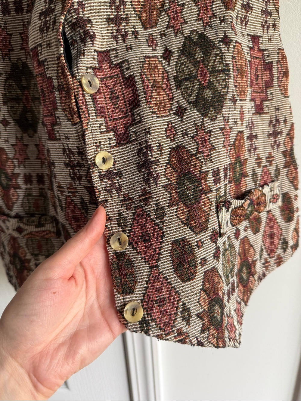 Boho Vintage Tapestry Patterned Vest in Earth Tones - Picture 6 of 10